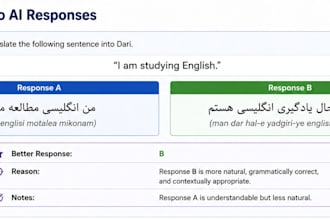 evaluate review and improve ai responses in dari and pashto