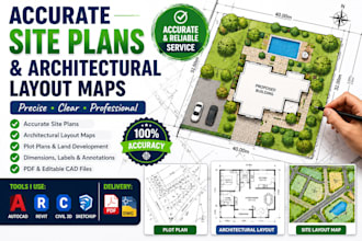 draw accrate site plans and architectural layout maps