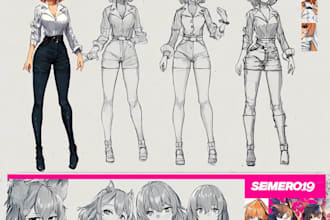 create character sheets and posters in an anime art style