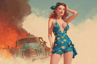 pin up girl and pin up girl illustration