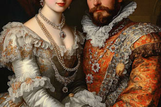 illustrate a romantic family royal couple portrait