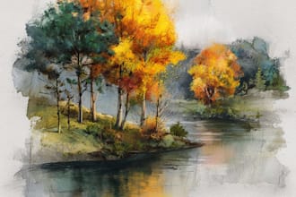 draw watercolor landscape art
