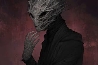 make a gothic punk dark fantasy character illustration