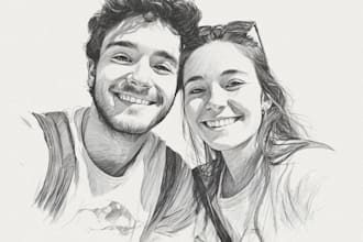 design an awesome portrait illustration, friendship portrait