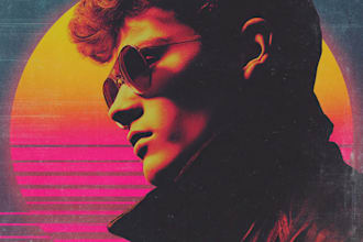 create 80s synthwave vaporwave retro vintage portrait