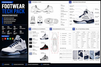 create sneaker and footwear tech packs with flats, bom, and production specs