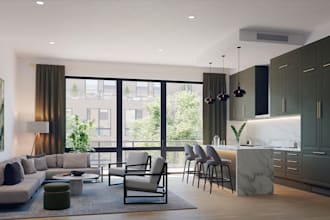 affordable community house development, UK affordable housing plan, cgi external