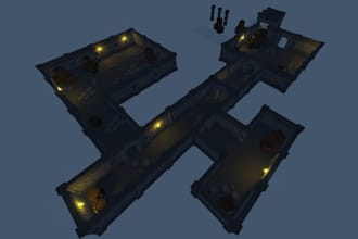 sculpt dungeon level design,diorama house miniature terrain,3d printable house