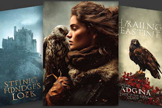 design a cinematic fantasy novel cover illustration