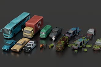 create low poly 3d game assets and environments for unity and unreal game