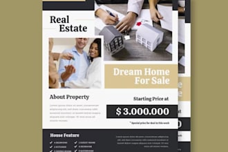 create canva real estate flyer, post, property brochure editable business flyer