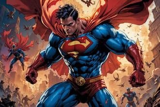 create epic superhero comic art illustration
