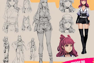 draw a character sheet for your character in anime style