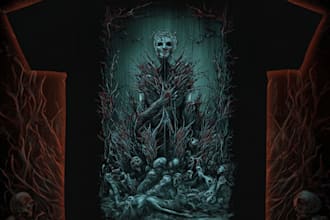 draw detailed dark horror illustration tshirt design