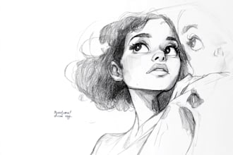 draw line art and sketch illustration in digital art
