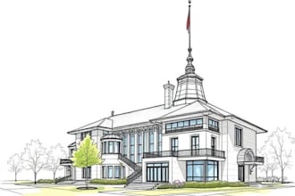 draw an architectural sketches of building illustrations