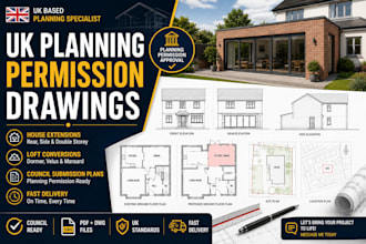 prepare UK planning permission drawings for council approval