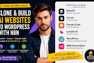 clone base44 cursor claude code lovable ai to wordpress n8n make website design