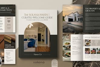 design luxury canva airbnb welcome book, vacation rental guide, guest guidebook