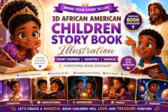 3d african american children story book illustration children book illustration