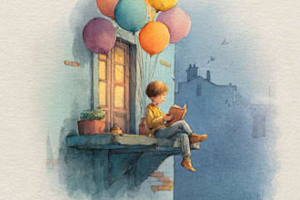 create children story book illustration, whimsical book art