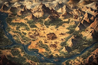 make a fantasy map illustration for map