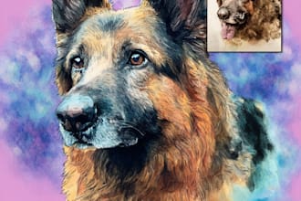 create a custom watercolor pet portrait or pet painting