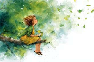 do children watercolor, children book watercolor