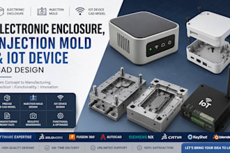 design electronic enclosure, injection mold and iot device cad model