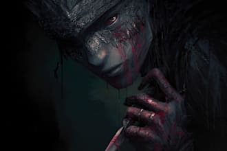 draw anime style dark fantasy art and horror illustration