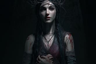 draw a detailed dark art rock gothic illustration