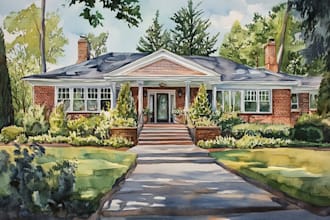 draw watercolor painting of your home, house, or building