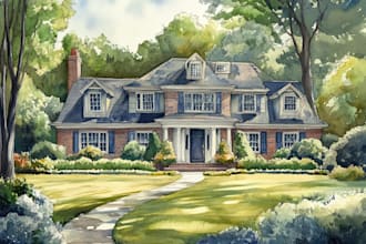 paint watercolor house portrait