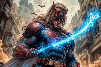 design epic superhero comic art and action scenes