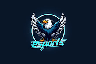 do a powerful eagle mascot esports logo for your team
