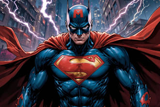 create action packed superhero comic illustrations
