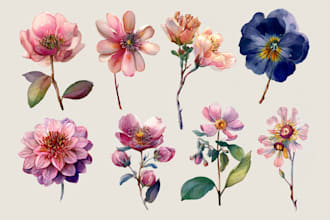 paint watercolor flowers and botanical illustrations