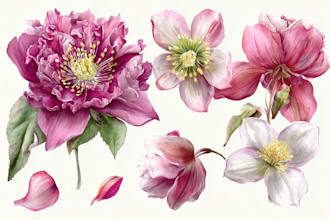 paint watercolor flowers and botanical illustrations