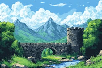 draw pixel art scene and background for your game