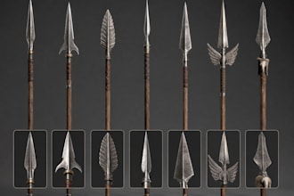 do 3d weapon models combat weapon art medieval spears polearm design and more