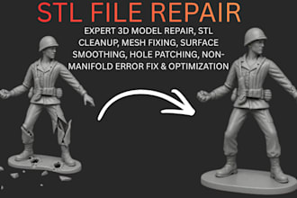 repair stl file, fix mesh errors, non manifold geometry and optimize 3d model