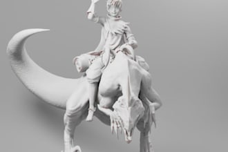 sculpt anime sketch to 3d printable sculpt,diorama,cut and key manga figure,stl