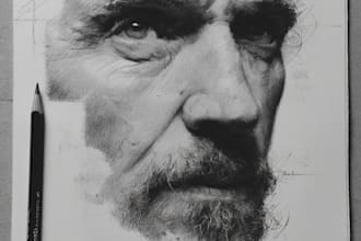 high quality realistic pencil charcoal portrait