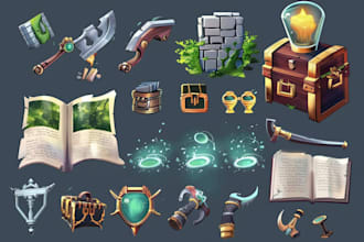 create stunning 2d game icons, items or props