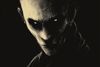 draw an awesome vintage horror dark illustration