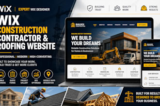 build wix construction website, contractor website and roofing company site