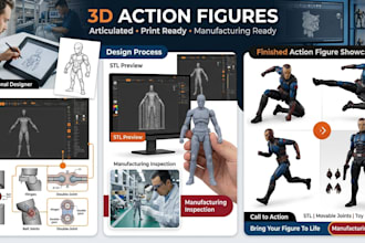 create 3d action figure, 3d toy design, articulated toy, jointed toy, stl model