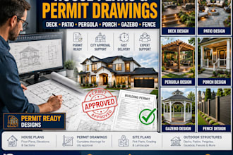 design house plans deck patio pergola porch gazebo fence for permit drawings