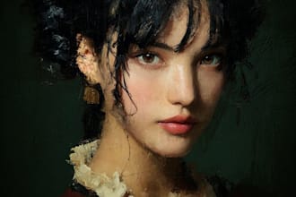 make artistic oil painting on oil  art