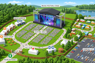 design custom event and venue map for wedding, conference and festival